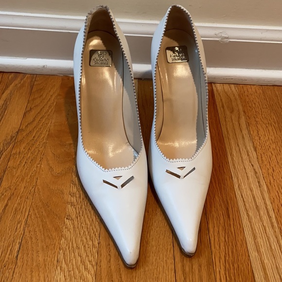 Giorgio Fabiani White Leather Pointed Pumps Size 7 - Picture 3 of 13